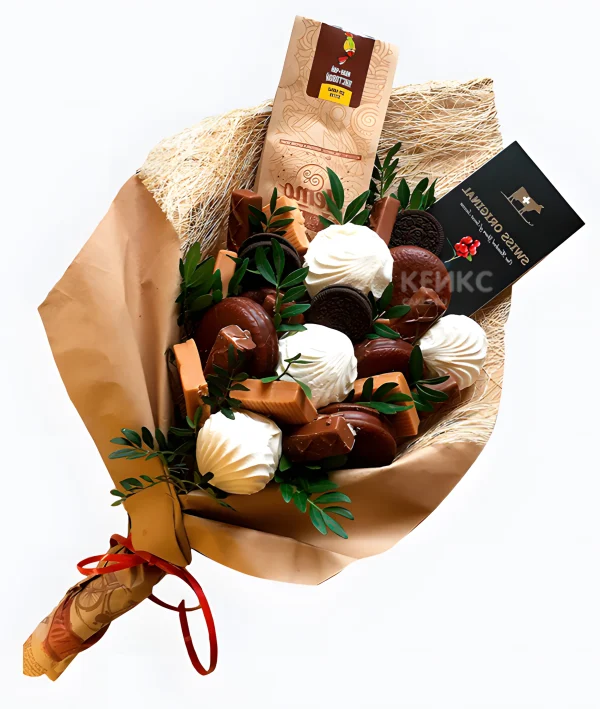 Букет с конфетами и кофе для мужчины Фото