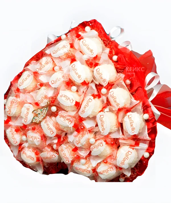 Букет с конфетами в виде сердца 2 Фото