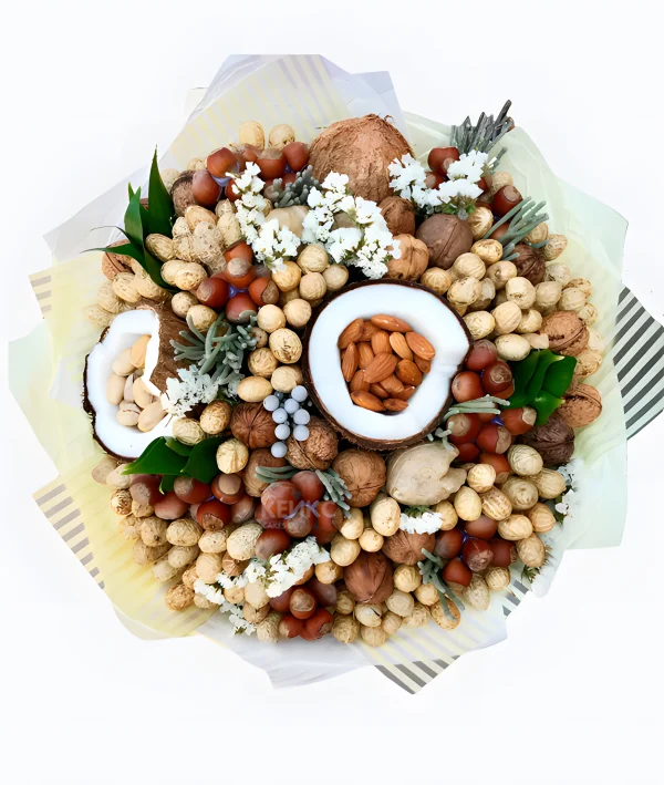 Букет с орехами и цветами  4 Фото