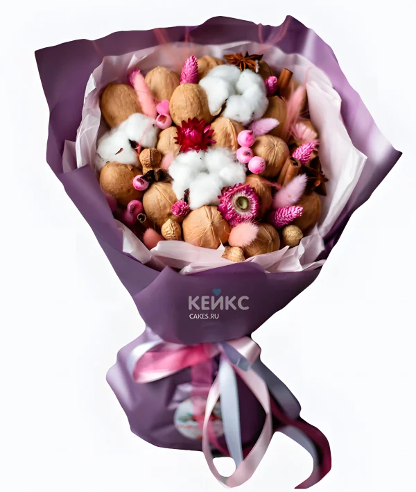 Букет с орехами и цветами 5 Фото