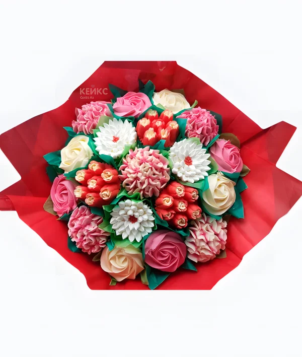 Букет с пирожными Фото