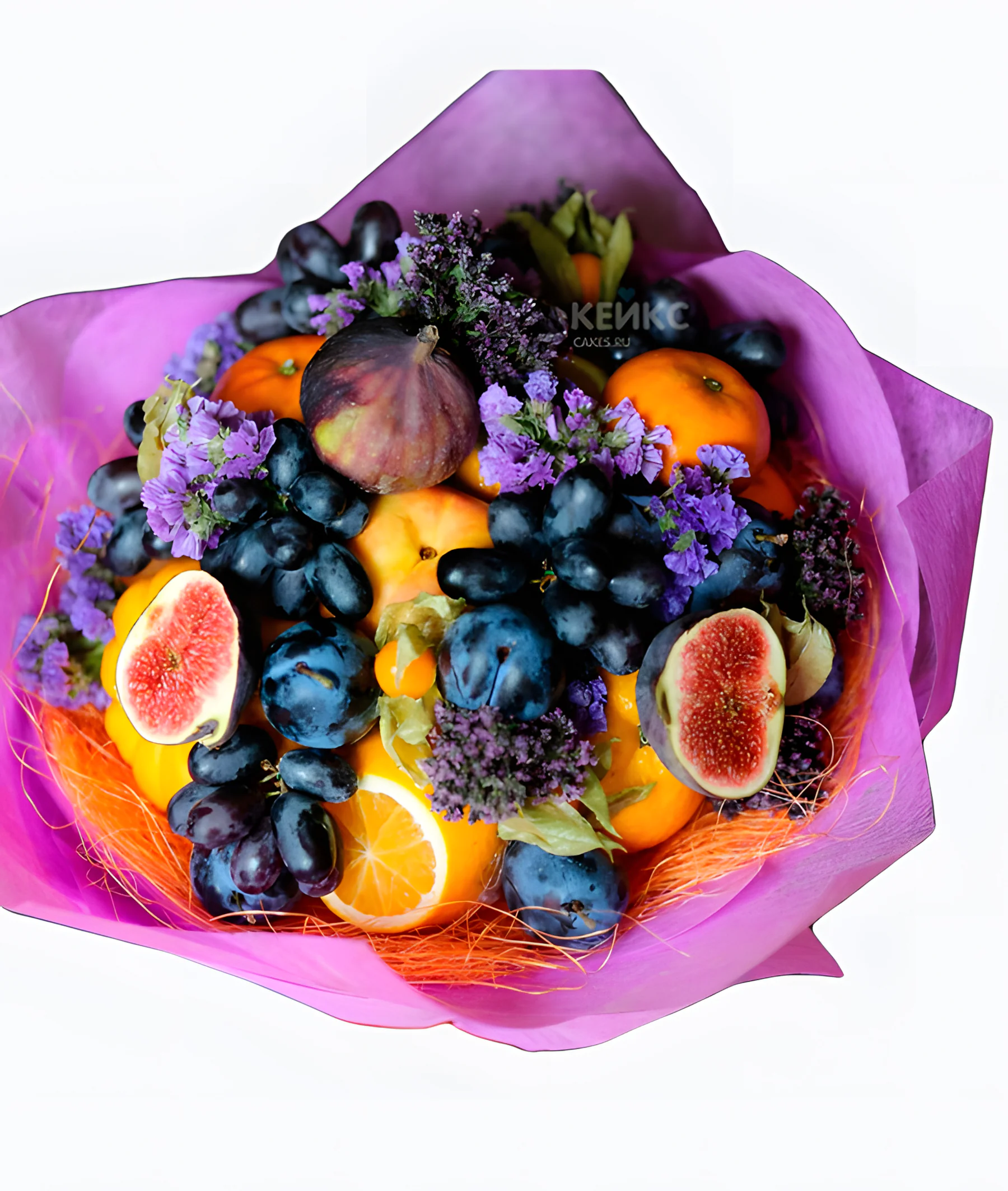 Букет с виноградом и цветами 1 Фото