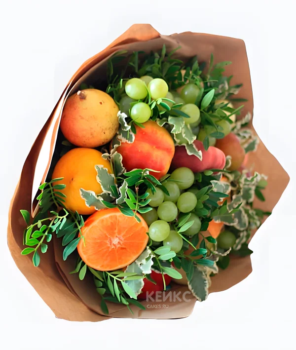 Букет с виноградом и цветами 3 Фото