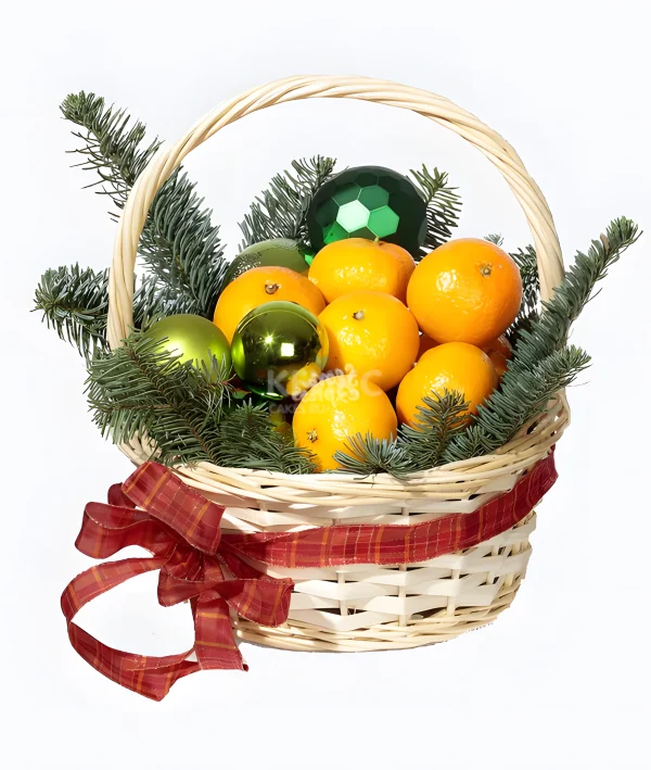Корзина на новый год с мандаринами 3 Фото