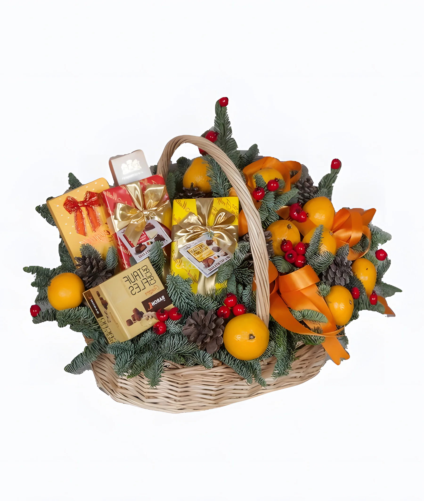 Корзина на новый год с мандаринами 4 Фото