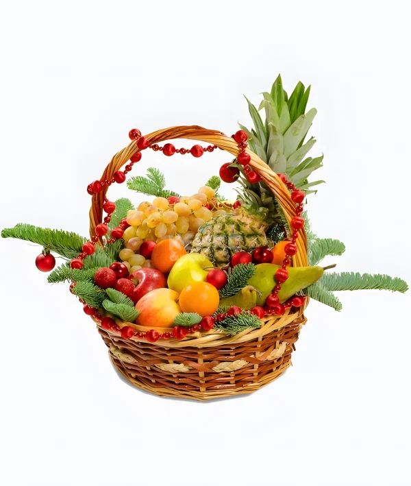 Корзина с фруктами на новый год Фото