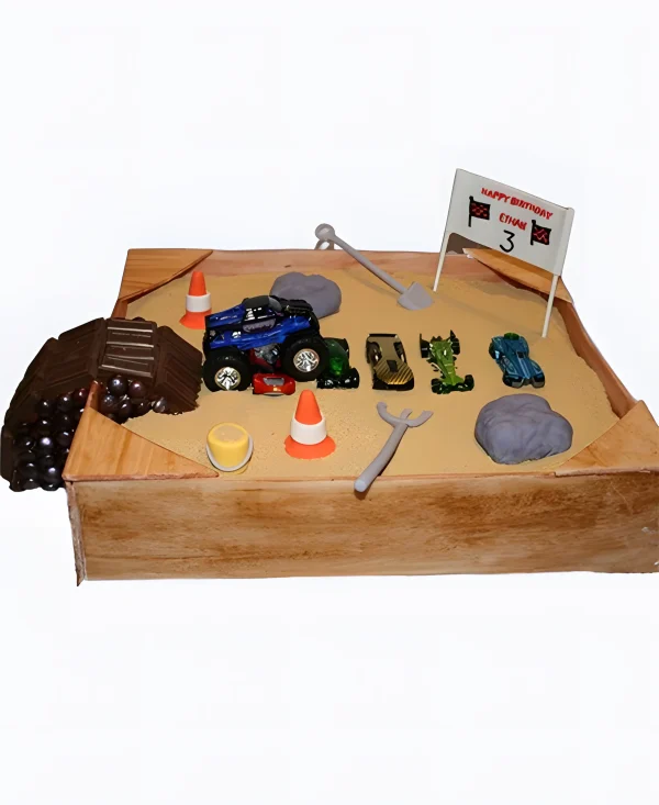 Торт Гонки в песочнице Фото