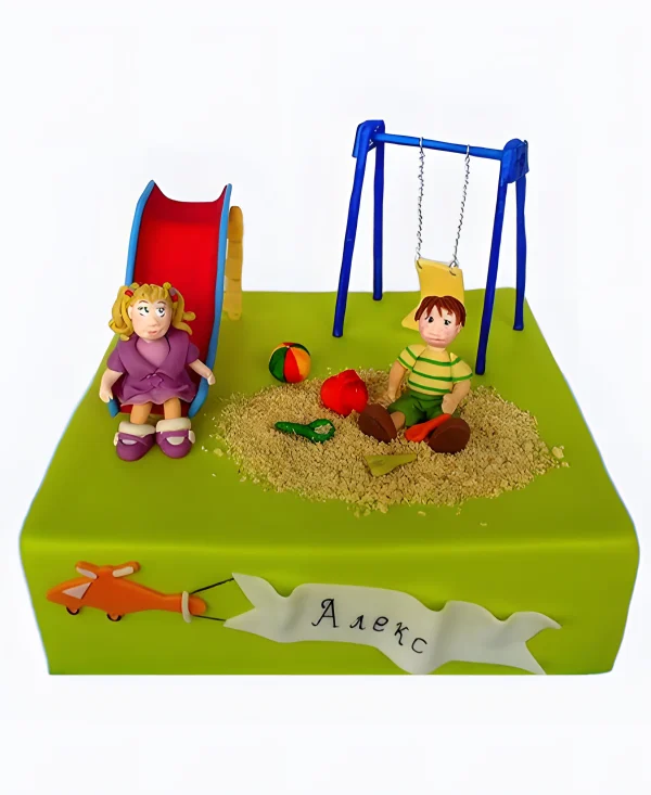 Торт Горка и качели Фото