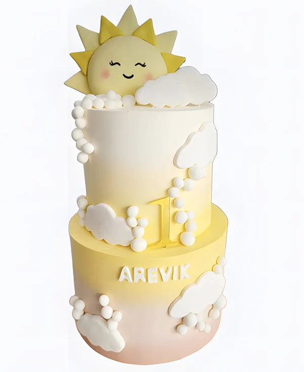 Торт Солнышко в облаках на 1 годик Фото