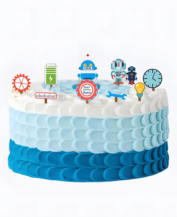 Торт с фигурками роботов Фото