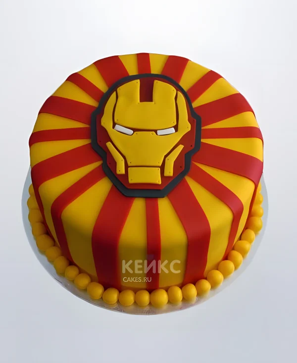 Красно-желтый торт железный человек Фото