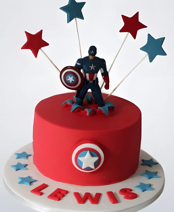 Торт Капитан Америка со звездами Фото