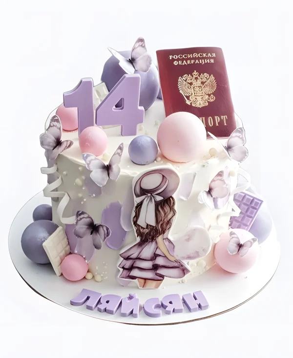 Торт Бабочки и паспорт Фото