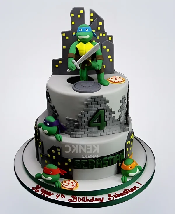 Большой торт в стиле Черепашек ниндзя Фото