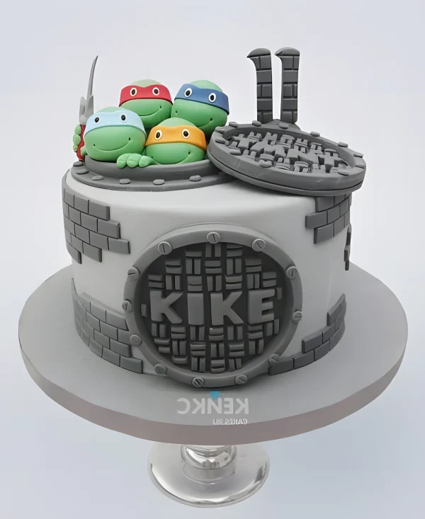 Серый торт Черепашки ниндзя и люк Фото