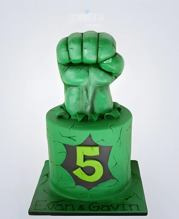 Детский торт рука Халка из мастики Фото