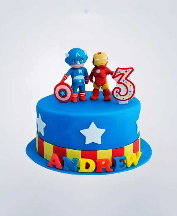 Торт Капитан Америка и Железный Человек Фото