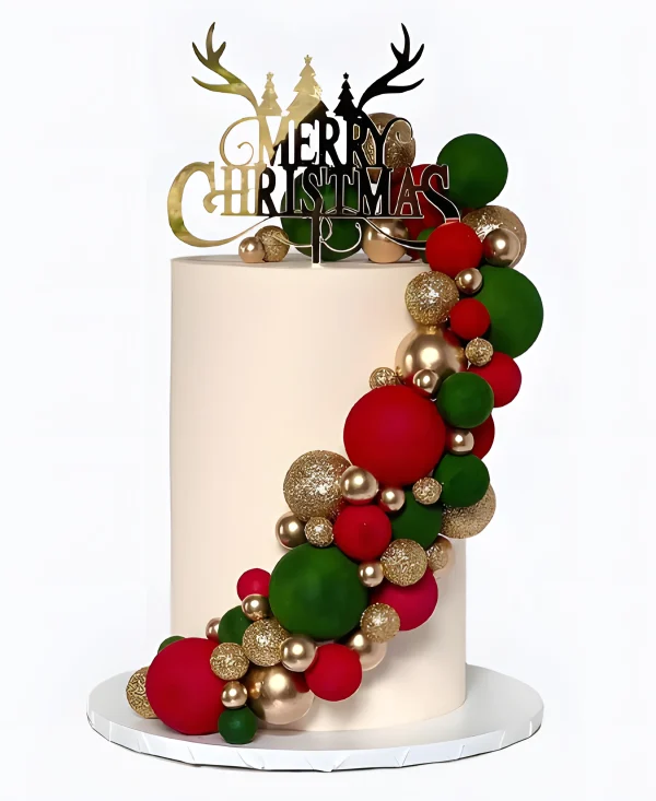 Торт Каскад новогодних шаров Фото