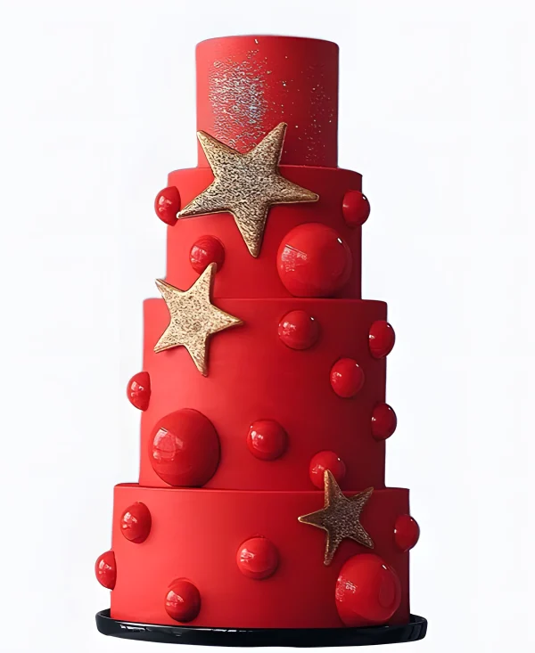 Торт Красные шары и звезды Фото