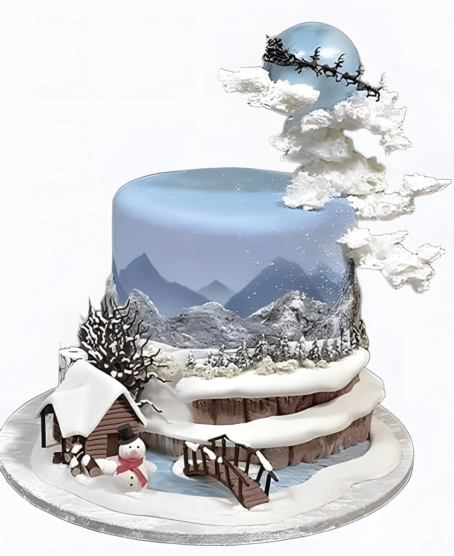 Торт Лунная зимняя деревня Фото