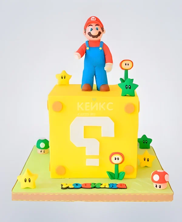 Торт Марио с знаком вопроса Фото