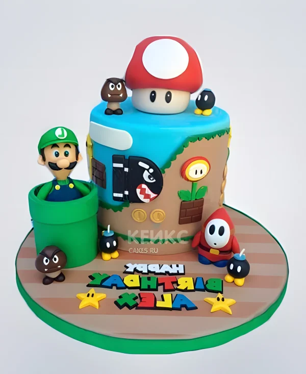 Торт в стиле Марио Фото