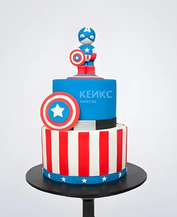 Торт Мстители с Капитаном Америка Фото