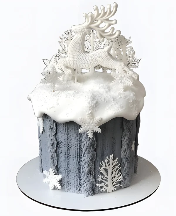 Торт Олень и снежные узоры Фото