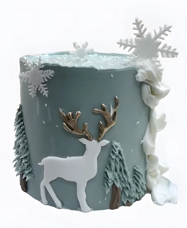 Торт Олень в зимнем лесу Фото