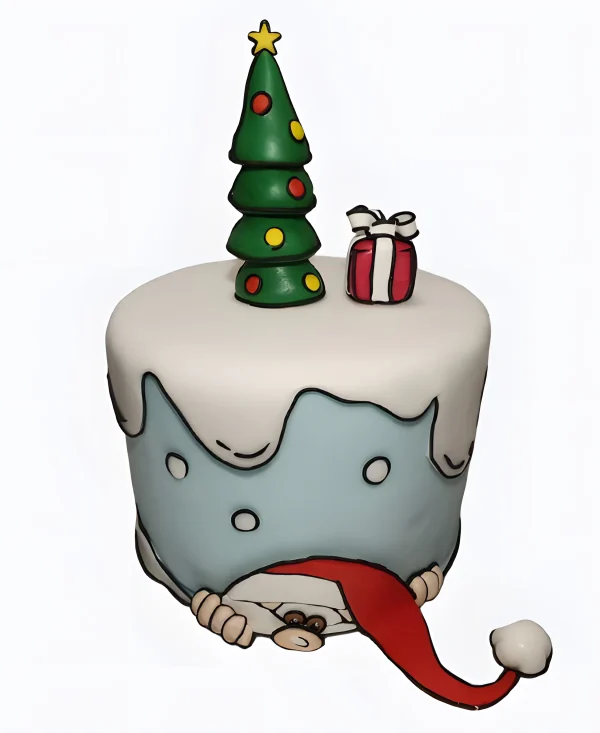 Торт Санта в сугробе Фото