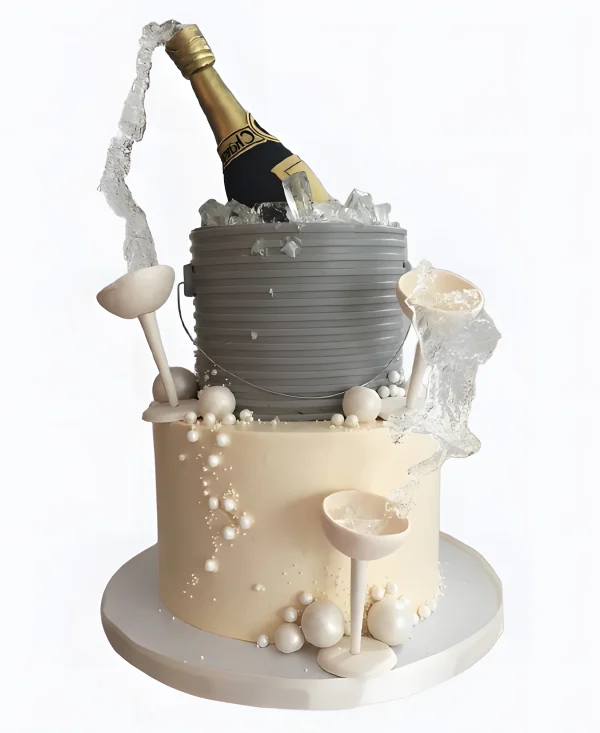 Торт Шампанское и бокалы Фото