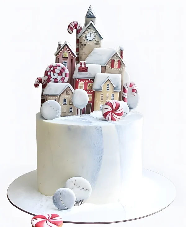 Торт Сладкий зимний городок Фото
