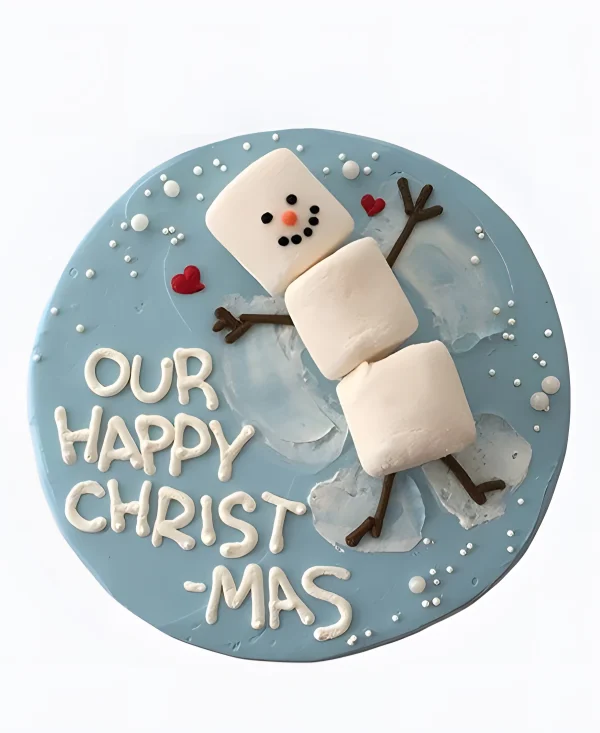 Торт Снеговик из маршмеллоу Фото