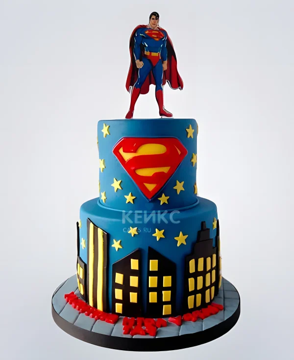 Торт Супермен и город Фото