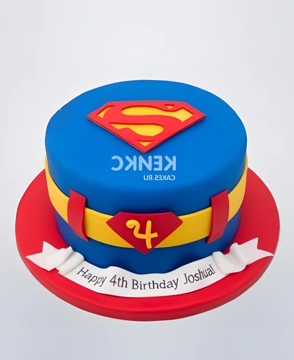 Торт в стиле Супермен с эмблемой Фото