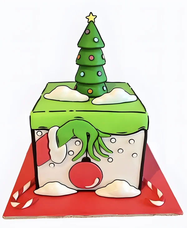 Торт Зеленая рука и ёлка Фото