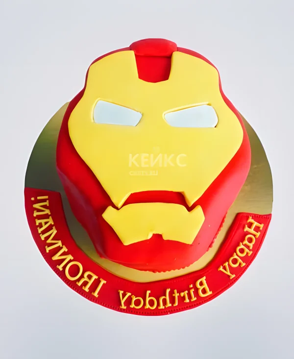 Торт в форме головы Железного человека Фото