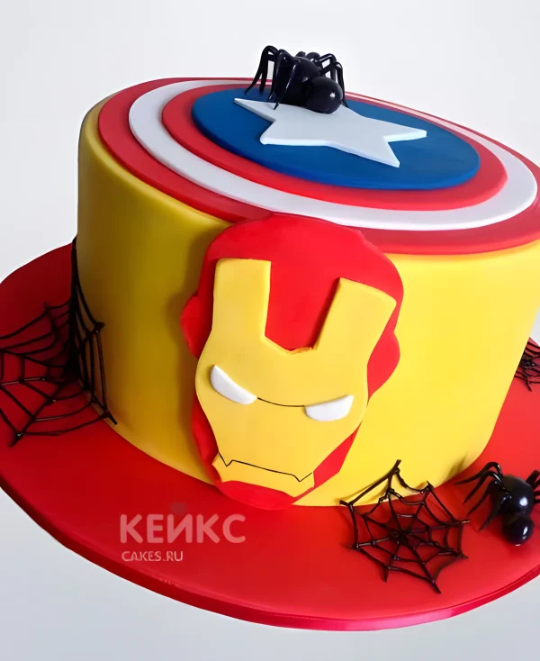 Торт Железный человек и Капитан Америка Фото