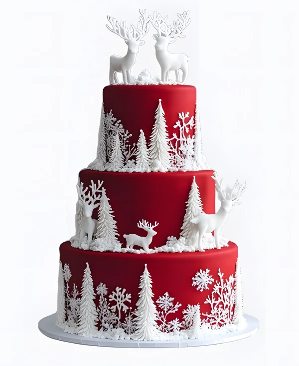 Торт Зимний лес в красном бархате Фото