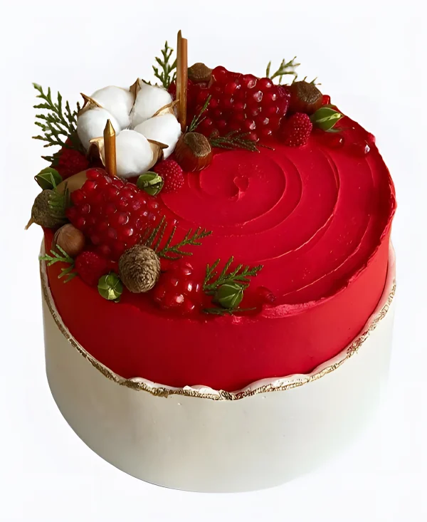Торт Зимний лес в красном Фото