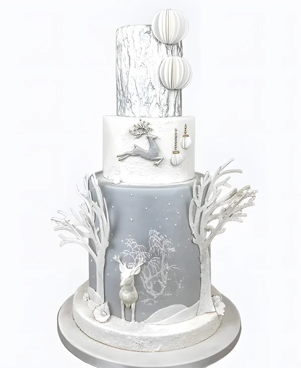 Торт Зимний лес в серебре Фото