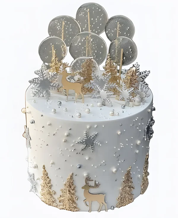 Торт Зимний лес в золоте Фото