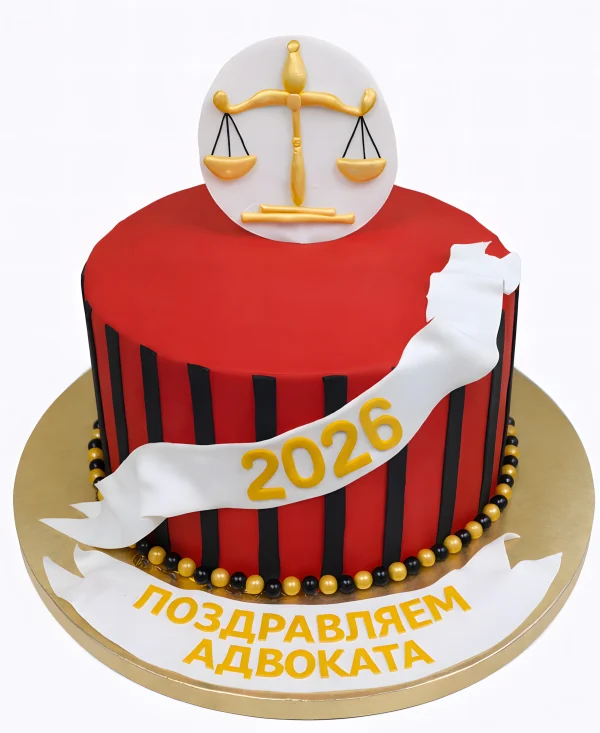 Красный торт для адвоката Фото