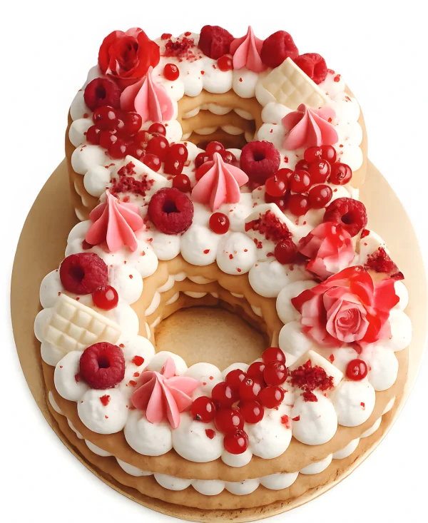 Торт на 8 марта в виде цифры со сладостями Фото