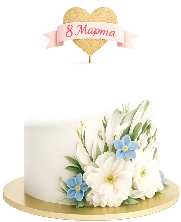 Белый торт в белом цвете с цветами Фото