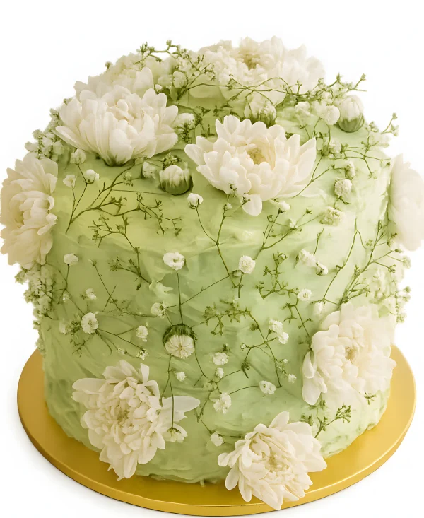 Эстетичный торт с сухоцветами в зеленых тонах Фото