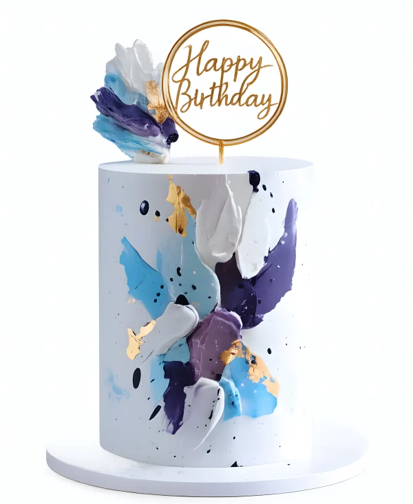 Эстетичный торт с синими контрастными мазками Фото