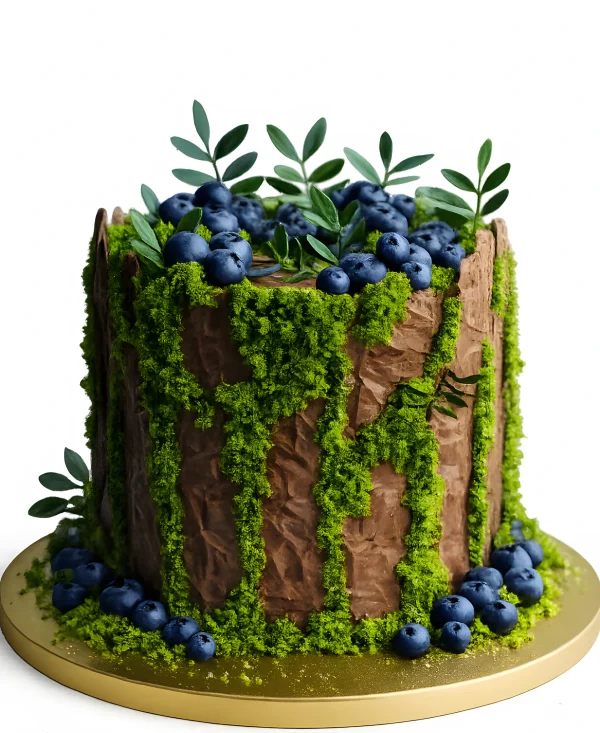 Торт в виде лесного пня с эффектом мха Фото