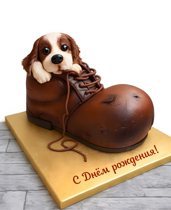 Милый 3D щенок в ботинке Фото