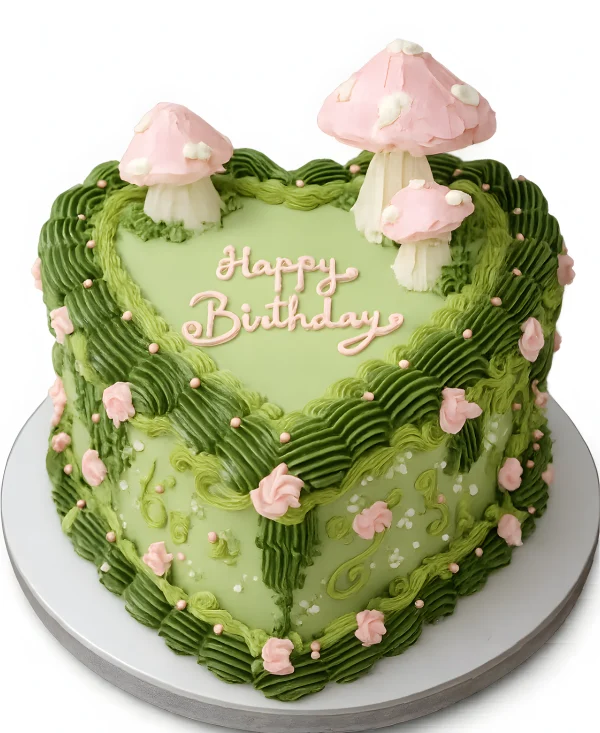 Бенто-торт лес с розовыми грибочками Фото